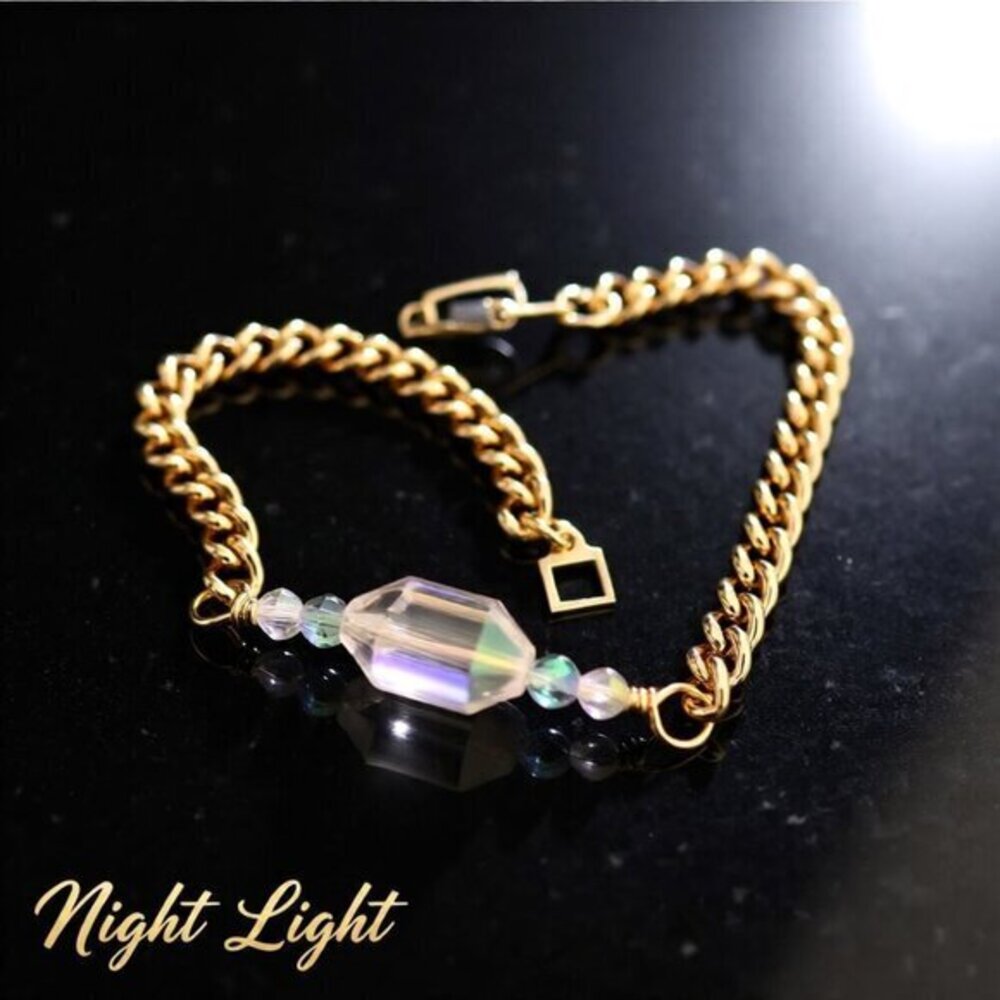 Flashy Flirty Crystal + Gold Chain Bracelet - Glam & Bling! Your Size Specs!